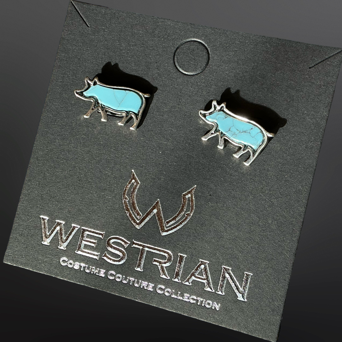Westrian International - Wholesale Stud/Post Earrings - Farm Animal Faux Turquoise Earrings Cow Horse Pig Goat4