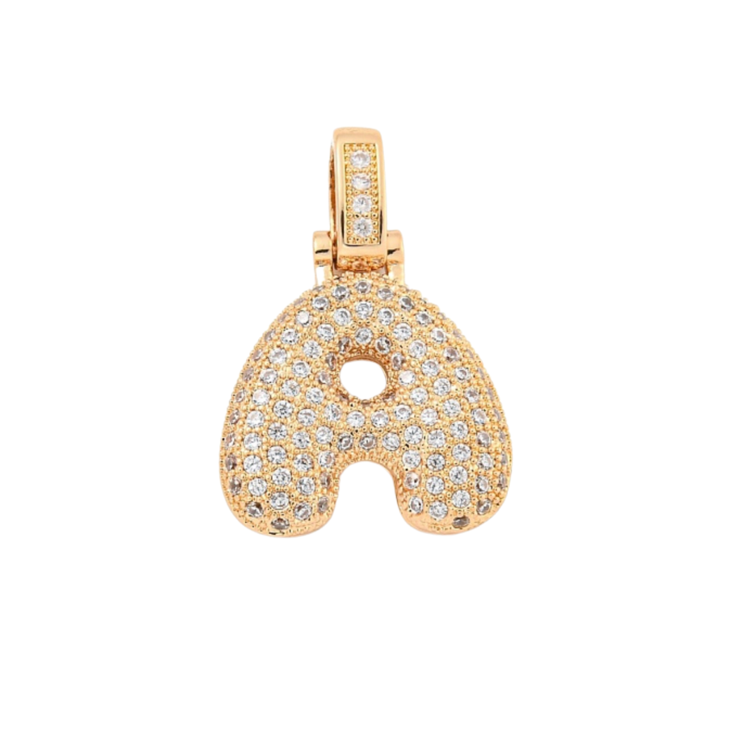 The Charm Bar Company - Wholesale Individual Charm/Pendant - Light Gold Rhinestone Bubble Initial Letter | Alphabet Charm0