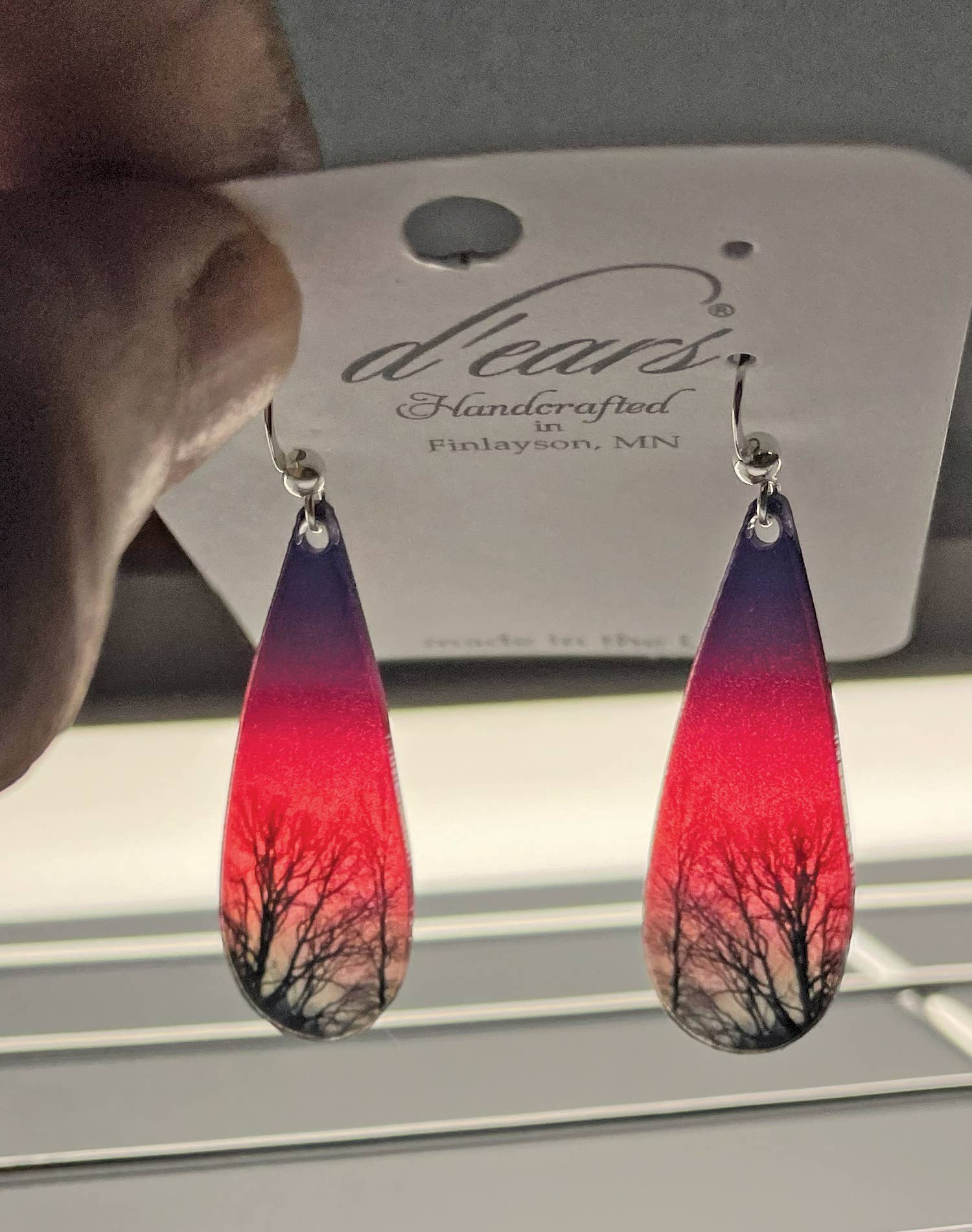 d'ears inc. - Wholesale Dangle Earrings - Forest Fire Aurora Acrylic earrings, sterling silver hooks5