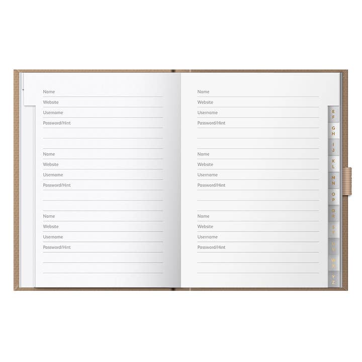 Busy B – wholesale Notebook – A6 Password Book - Organiser - Caramel Fabric Cover - Busy B1