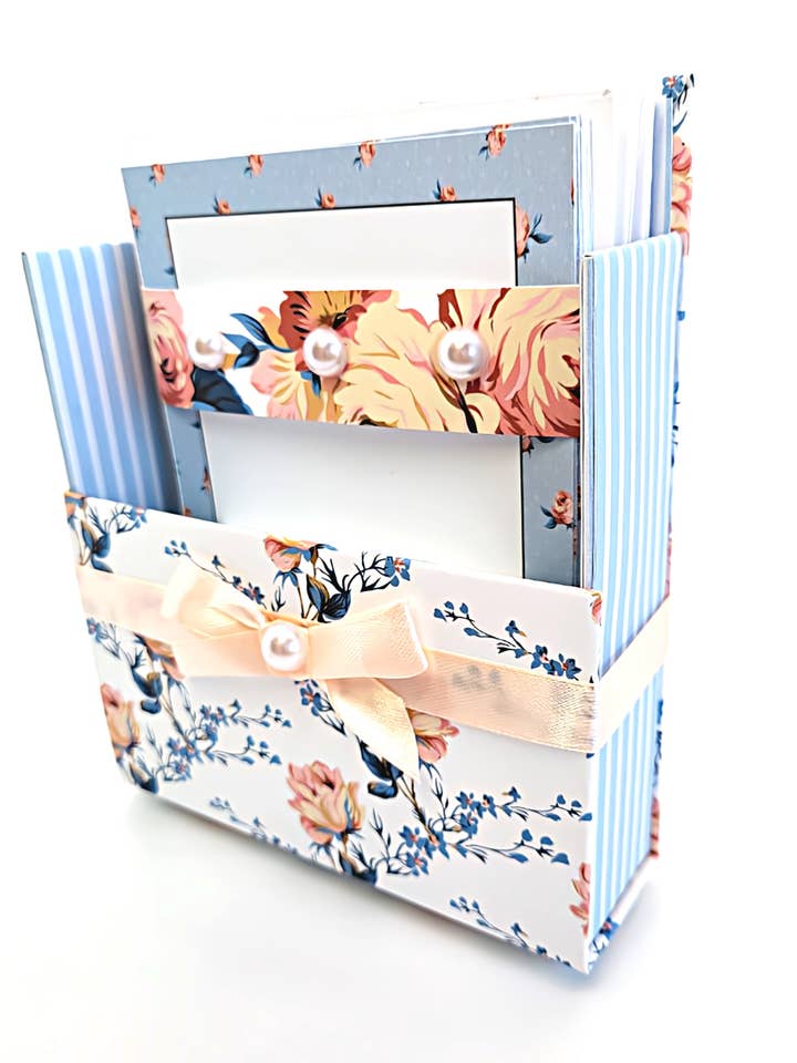 42-Pc Stationery Gift Box Set w/Desk Organizer, Blue & Peach for wholesale by Chic Brico