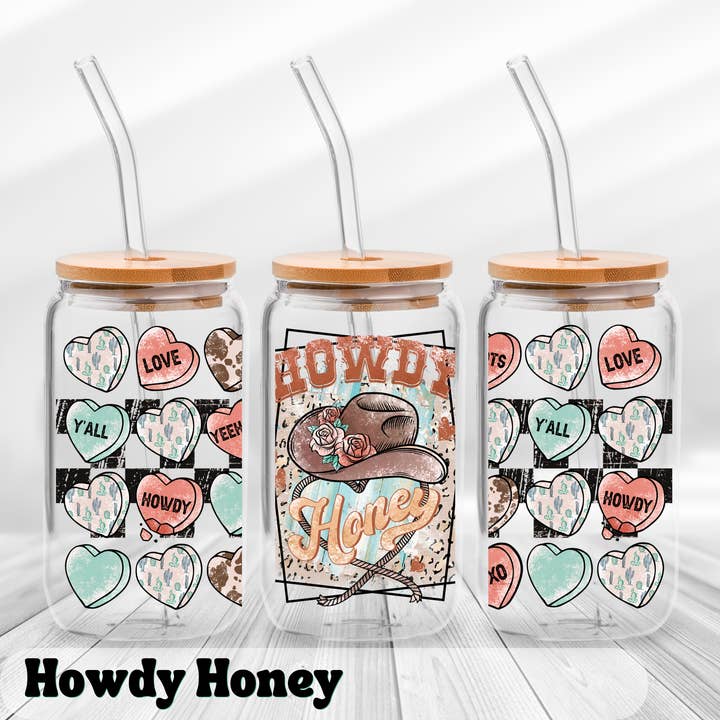 Howdy Honey UV DTF Wrap | (Glass Not Included) for wholesale by OMG Cups!
