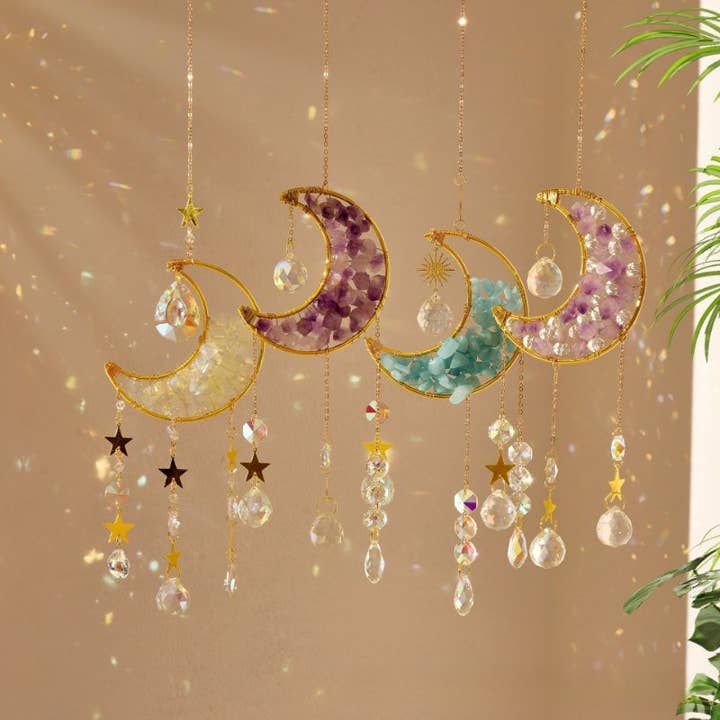 Dipped Shop - Wholesale Suncatcher - Colorful Stone Moon Crystal Home Hangings DP25A9227