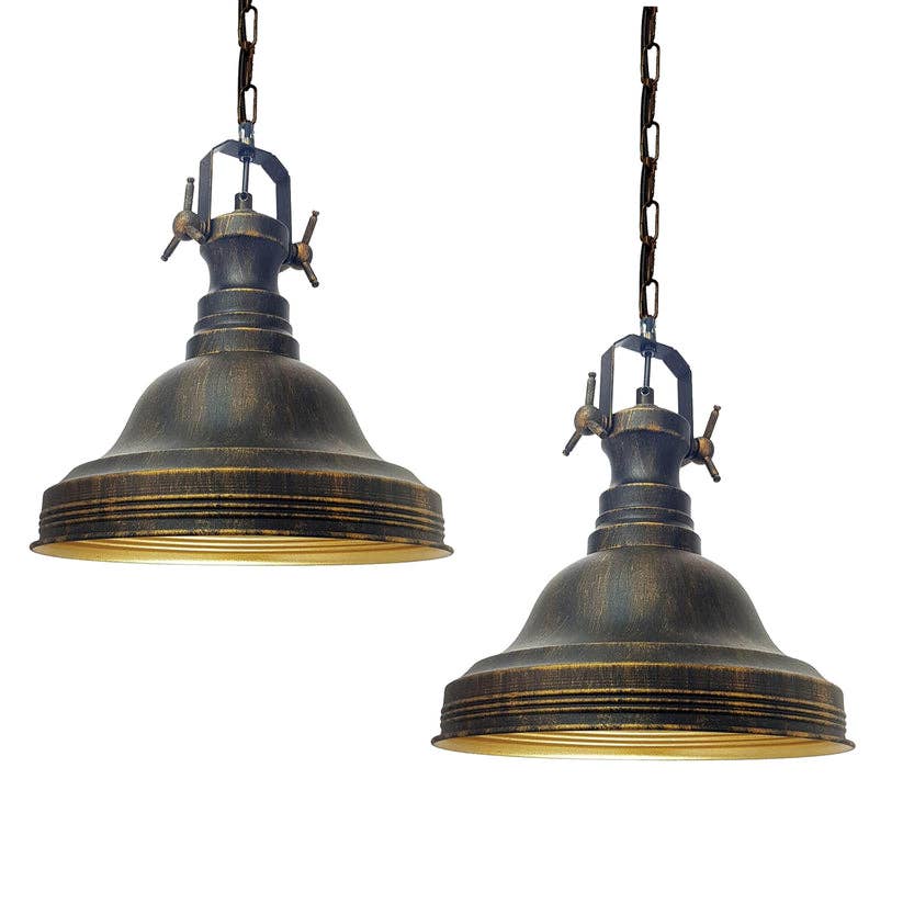 REMOVED BRAND – wholesale Chandelier/hanging light – Ulmete Industrial Set x2 Pendant Light, Metal, E26, 11.8"4