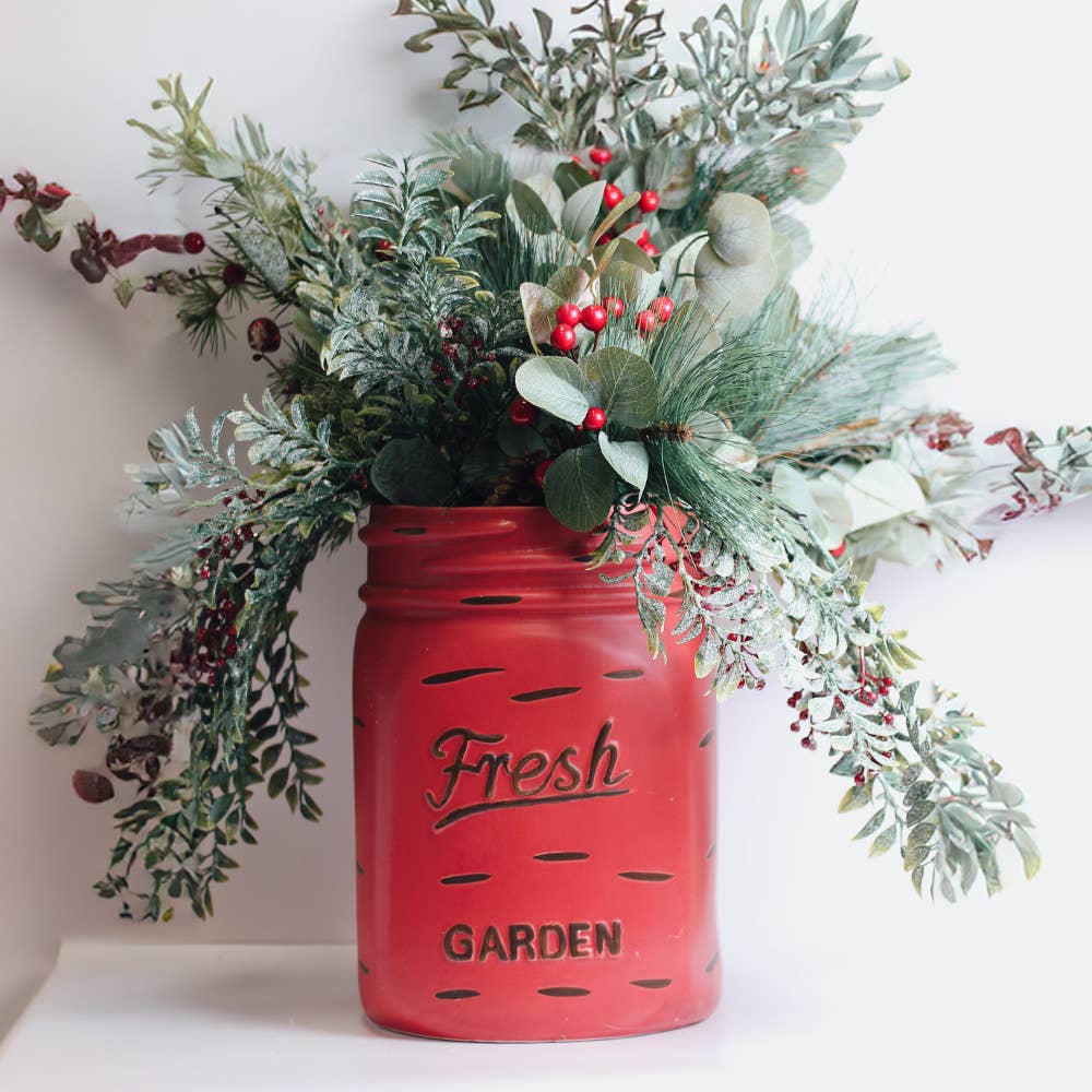A Cheerful Giver - Wholesale Plant Pot - Mason Jar Planter (Red)2