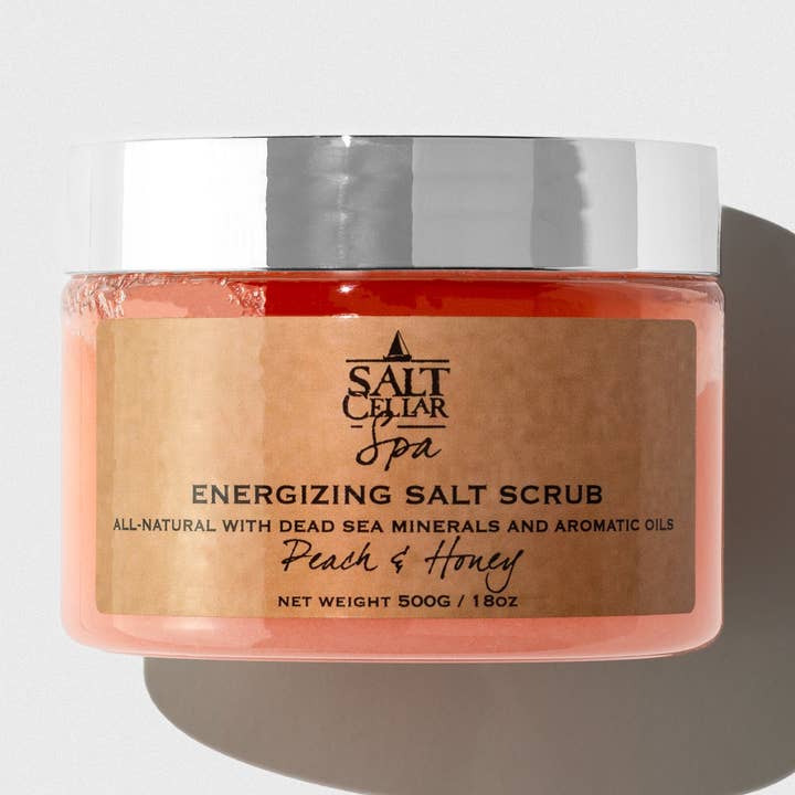 Peach & Honey Salt Scrub for wholesale by Salt Cellar Spa