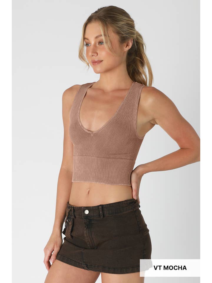 NIKIBIKI - Wholesale Knit Top - Women's - NS8192 - Vintage Plunge V-Neck Seamless Crop Top14