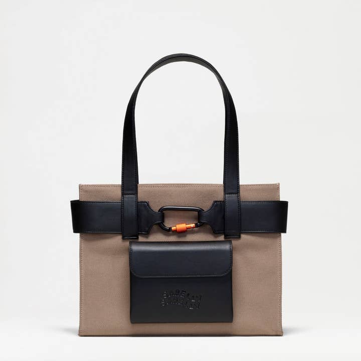 Fourre-tout cargo de taille moyenne - Cuir de cactus et toile pour la vente par SARELLY SARELLY