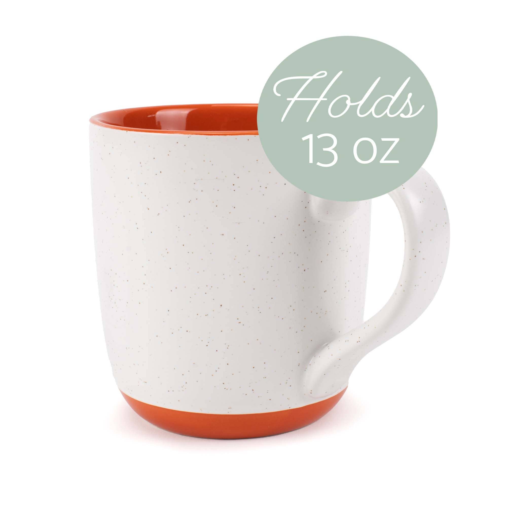 EAST AVENUE - Wholesale Coffee Mug - Ceramic Speckled Mugs 4-Pk White and Orange PRICE IS PER MUG2