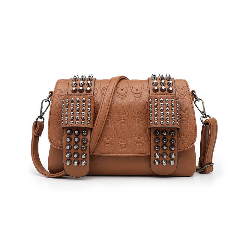 Tourtiwi - Wholesale Shoulder Bag - Women's - Embossed Skull Rivets Shoulder Bag8