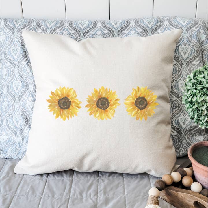 Three Sunflowers Pillow Cover for wholesale by Go Charlotte