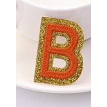 Parche con letra naranja con purpurina dorada para planchar para venta al por mayor de Dilworth Road