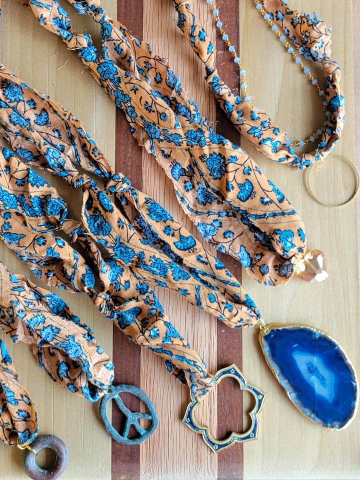 Upcycled Fabric Necklaces for wholesale by JEMdesigns