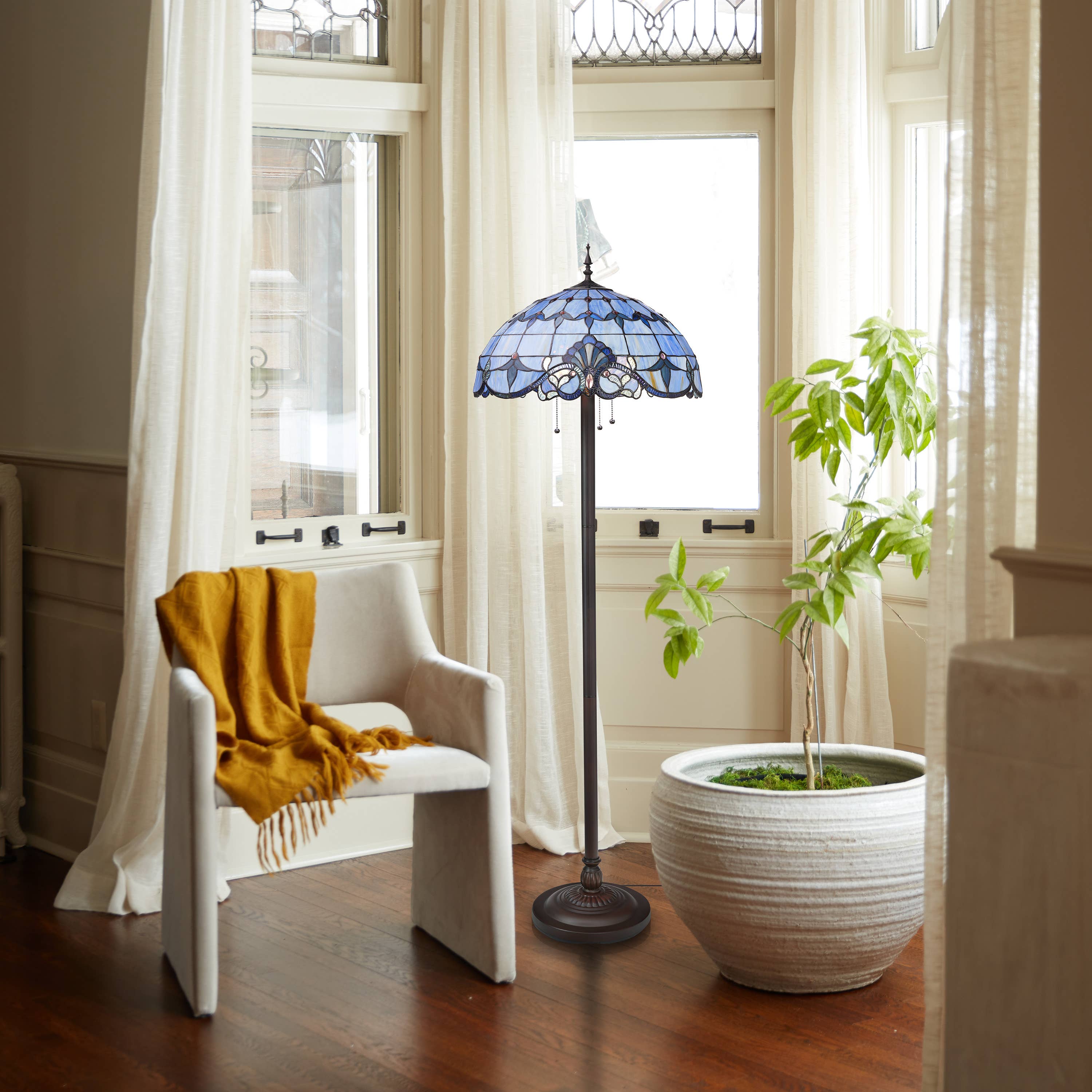 River of Goods - Wholesale Floor Lamp - 64"H Allistar Stained Glass Bowl Candlestick Floor Lamp5