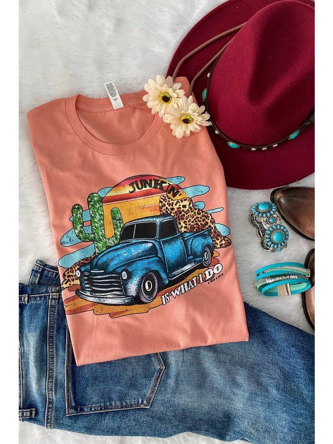 L&B Life – Großhandel T-Shirt mit Siebdruck – Damen – Bella Canvas Junkin Is Wh, trendiges T-Shirt mit Blumen-Grafik2