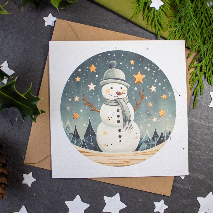 Plantable Christmas Card - Snowman for wholesale by The Naughty Shrew