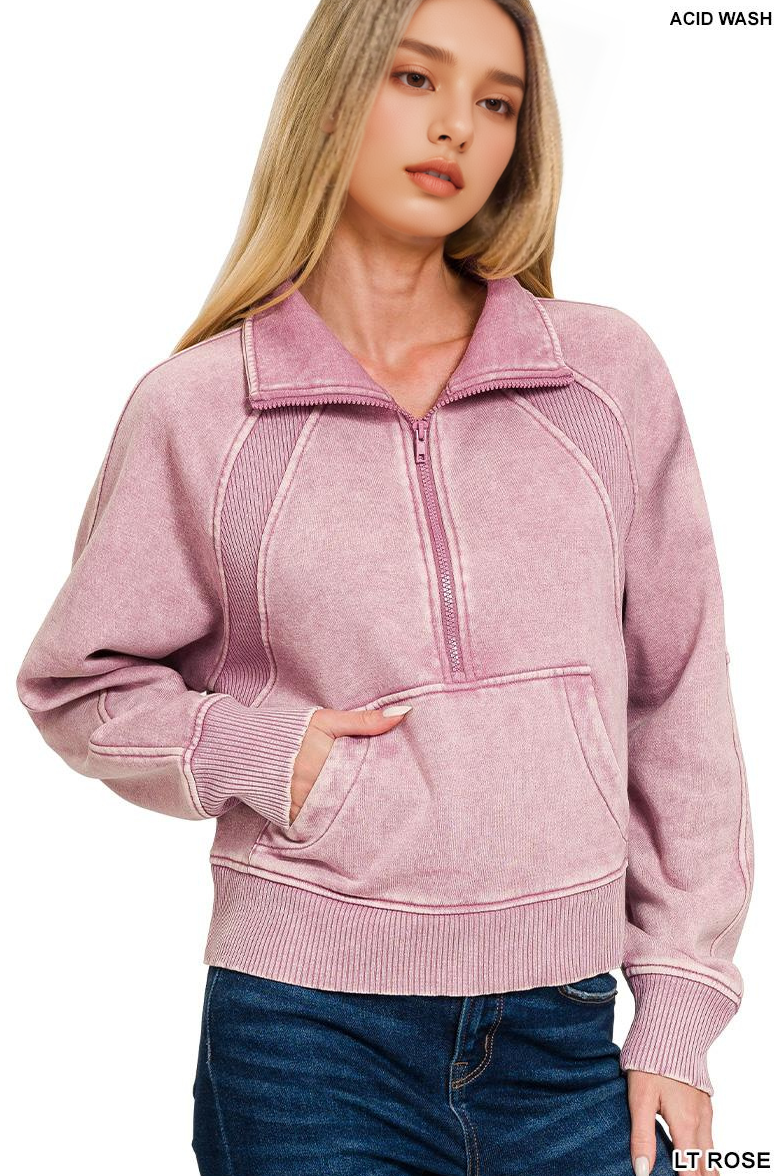 42POPS - Wholesale Sweatshirt - Women's - `.Half Zip Cropped Pullover32