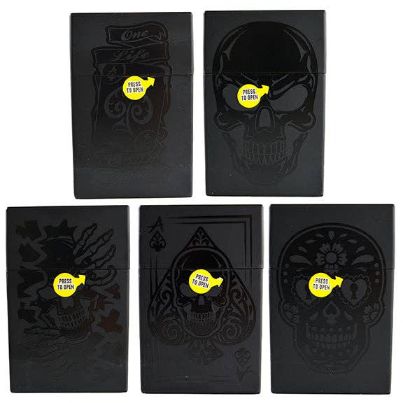 Novelty Closeout - Wholesale Humidor/Cigar Accessory - Smokzilla Black Flip Top Cigarette Box Assortment - 5/Pack0