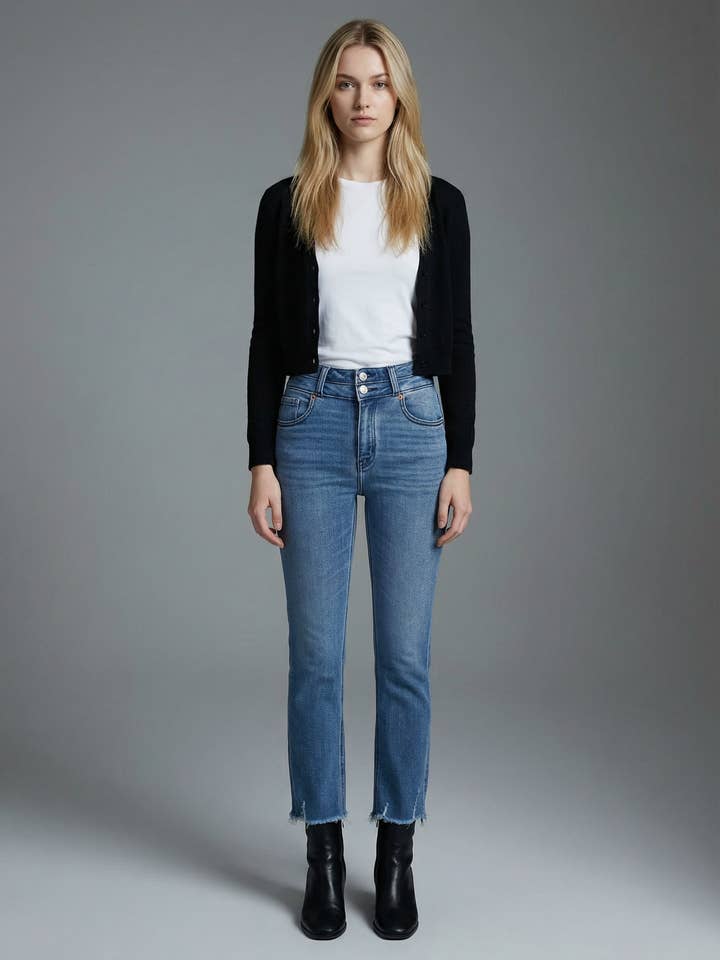 HIGH RISE SLIM STRAIGHT JEANS for wholesale by ARTEMIS VINTAGE