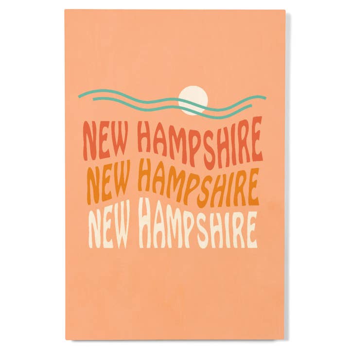 PREMIUM WOOD SIGN New Hampshire, Coastal Typography, Wavy for wholesale by Lantern Press