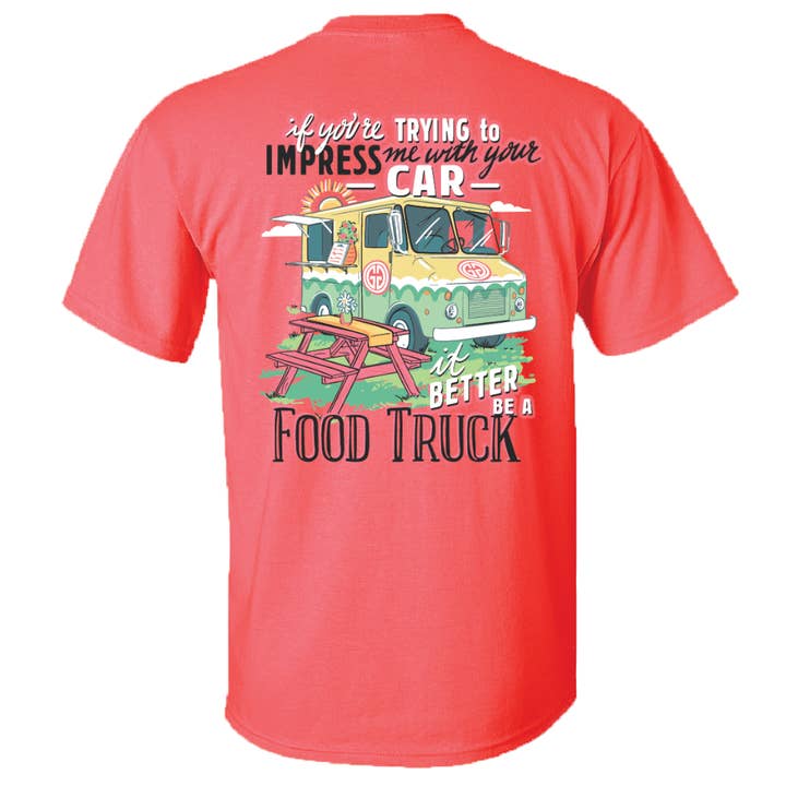 2629 Food Truck-SS Coral Silk for wholesale by Girlie Girl Originals