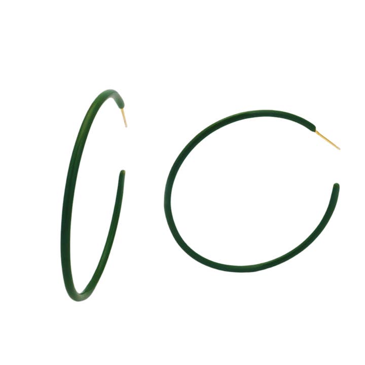 Enamel Slim Statement Hoops - Green for wholesale by Lauren Amble Designs