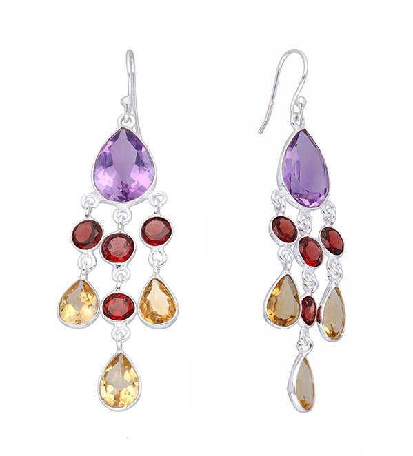 Tiramisu - Venta al por mayor Pendientes colgantes - Pendiente colgante de plata de ley 925 con granate citrino y amatista1