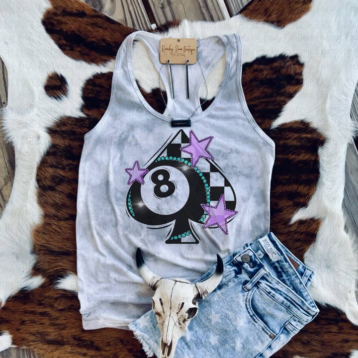 Eight Ball Spade Western Racerback Tank Top for wholesale by Ranchy Roan Boutique