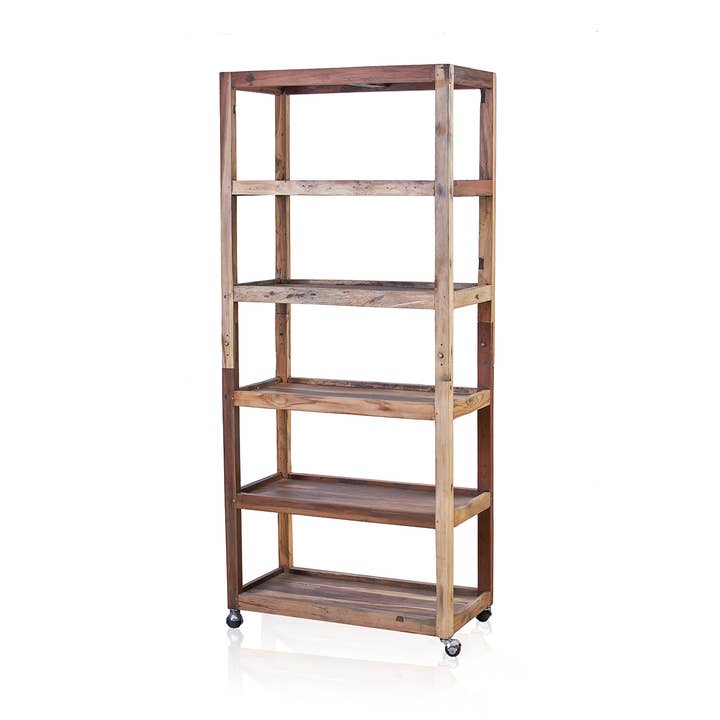 Exhibidor/Estantes de seis con ruedas - Madera Reciclada para venta al por mayor de AW Artisan