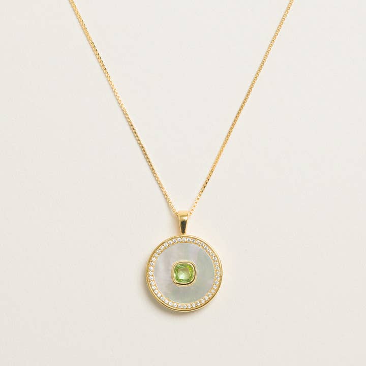 Peridot Mother of Pearl Necklace for wholesale by Freya Rose