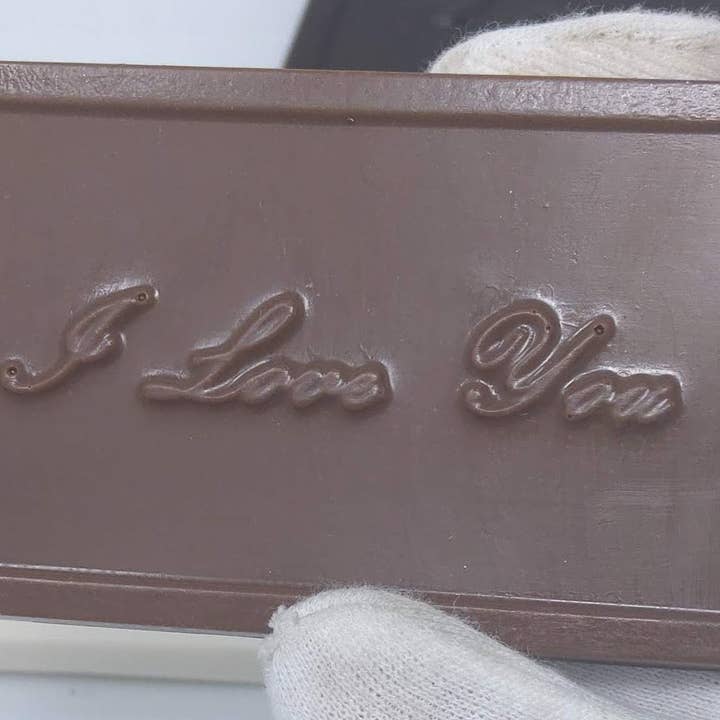 Valentine's Day 'I Love You' Small Card Solid Chocolate for wholesale by Wild Angel Treats, LLC