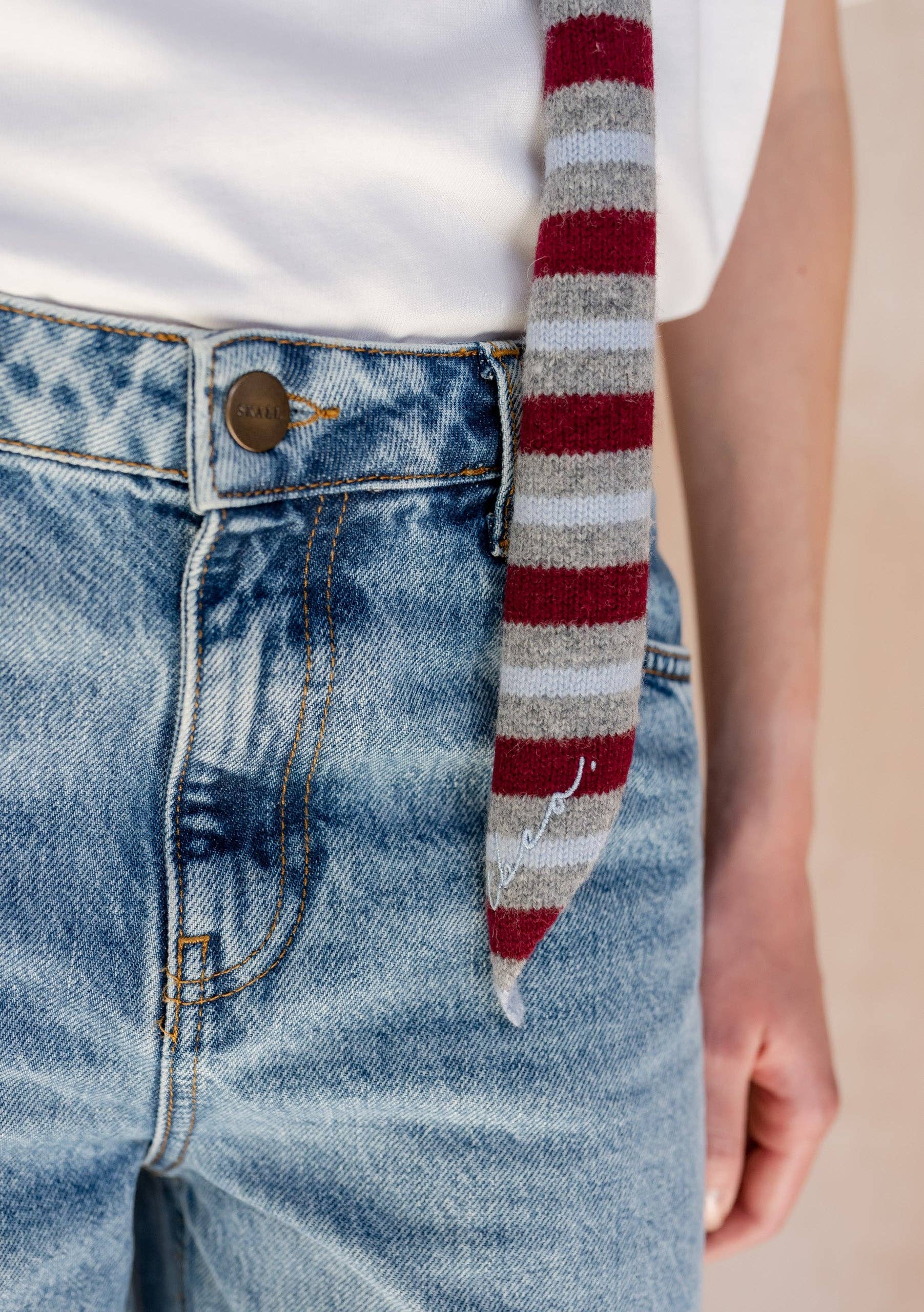 TBCo – wholesale Scarf – Women's – Merino Wool Neck Tie in Burgundy Stripe2