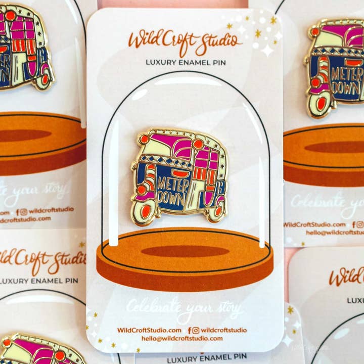 Wild Croft Studio - Wholesale Lapel Pin/Button - Auto Rickshaw Hard Enamel Pin3