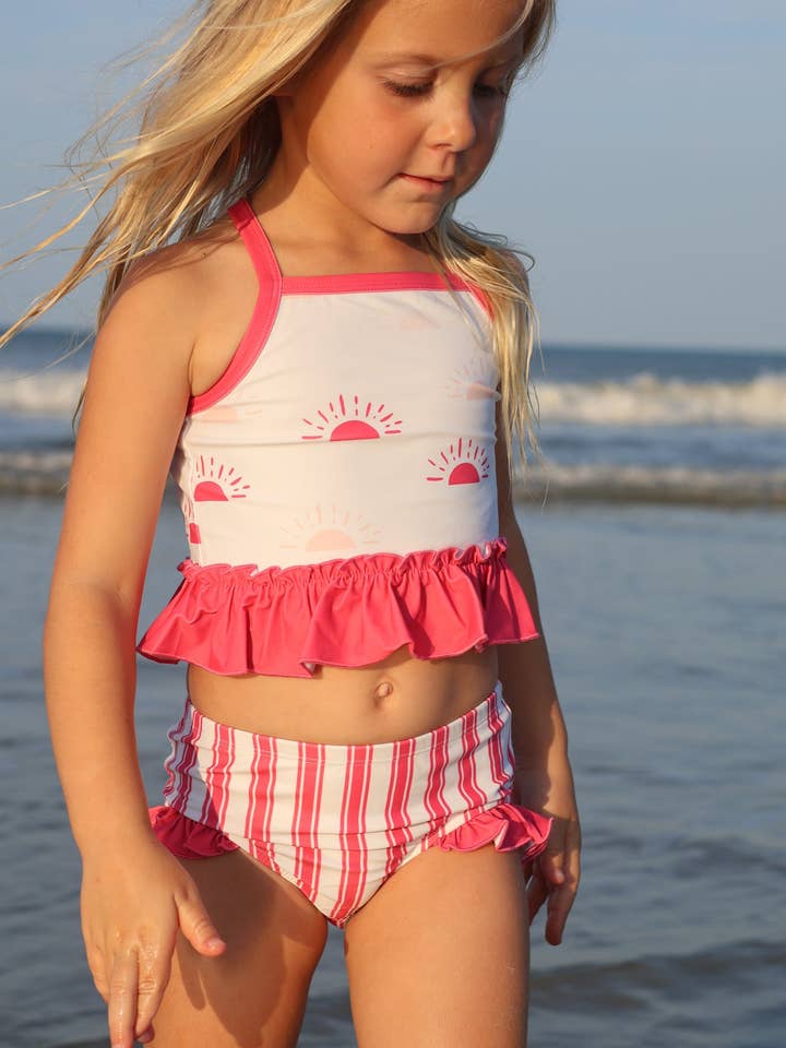 Tankini-Set (knallpinke Sonnen) für den Großhandel von Indie Blue