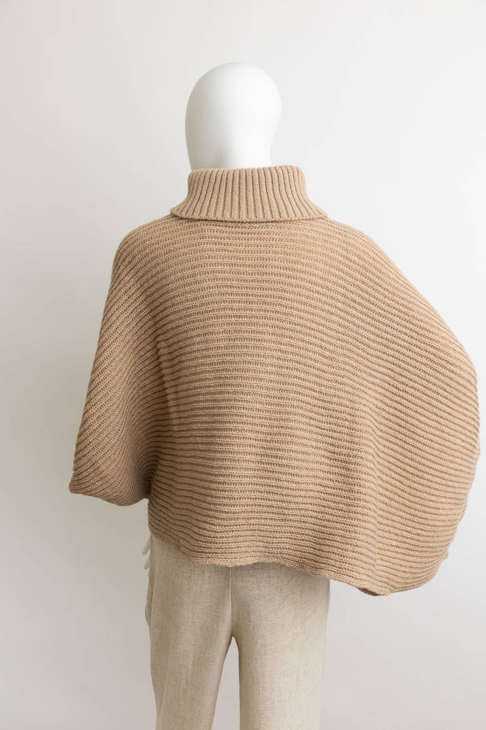 Leto Accessories - Wholesale Poncho - Women's - 🐢 Turtleneck Ribbed Knit Poncho w/ Armholes6