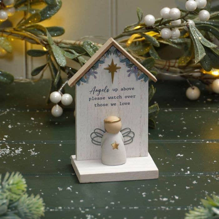 Langs - Wholesale Christmas decoration - With Love at Christmas Angels up Above Wood Block With Resin Angel