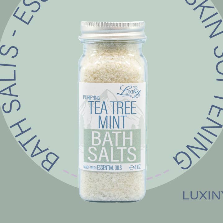 Bath Salts with Tea Tree Mint | Essential Oil 4 oz | Natural for wholesale by Luxiny Products - Luxurious Bath and Body