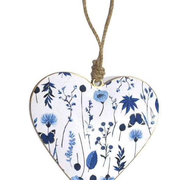 Status Collections - Wholesale Ornament - 15cm Blue/White Floral Heart0