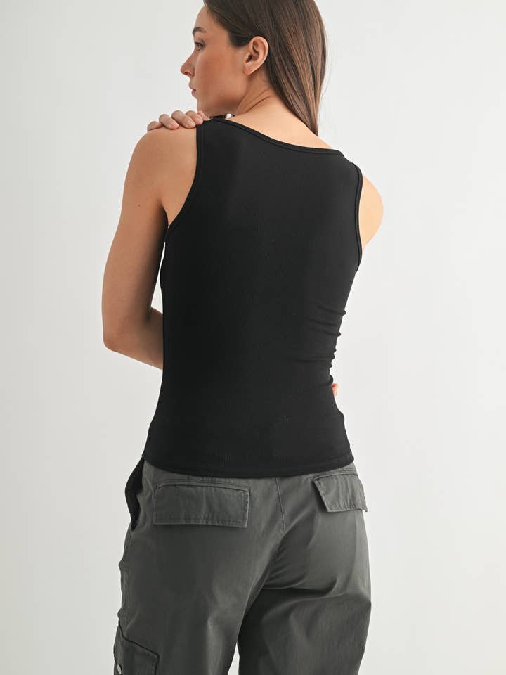 Mono B - Wholesale Tank Top - Women's - Square Neck Ribbed Tank Top