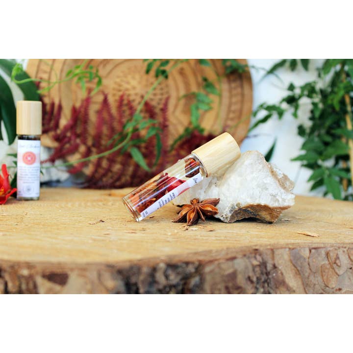 Ayamani Naturals - Wholesale Essential Oil - Root Chakra Balancing Oil with Herbs and Crystals3