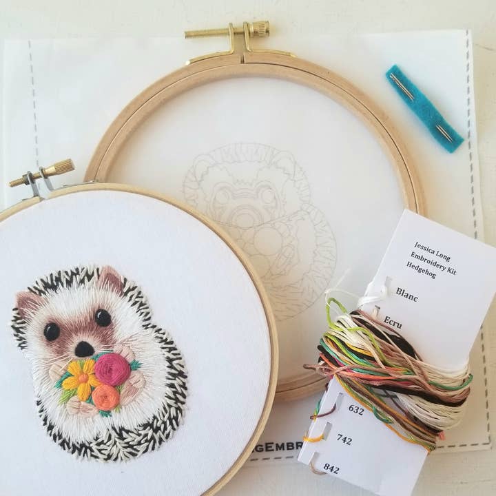 Jessica Long Embroidery - Wholesale Embroidery/Cross Stitch Supplies - Hedgehog Embroidery Kit
