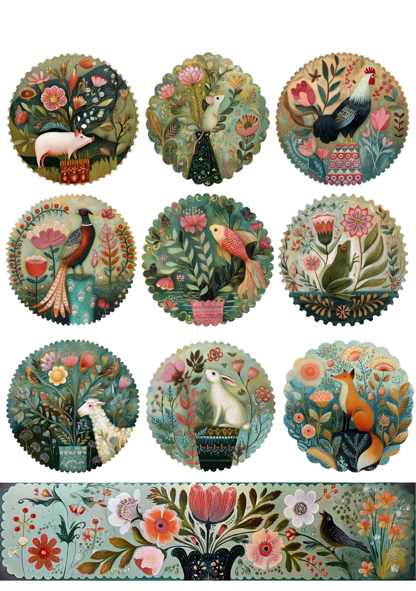 Fripperies - Wholesale Stationery/Notecard Set - Folk Art Animals | Journal Paperpack Fripperies3