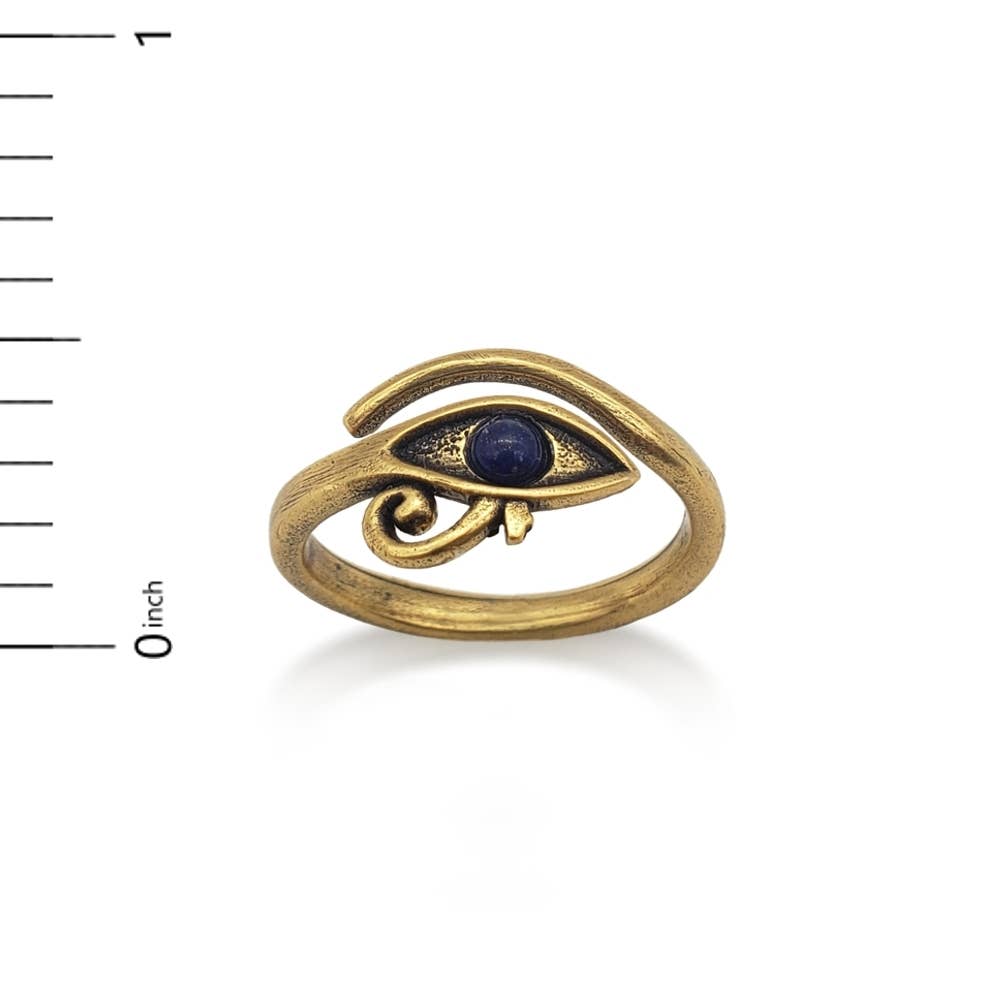 Discoveries, Inc. - Wholesale Cocktail/Statement Ring - Eye of Horus Ring with lapis, antiqued gold - adjustable2