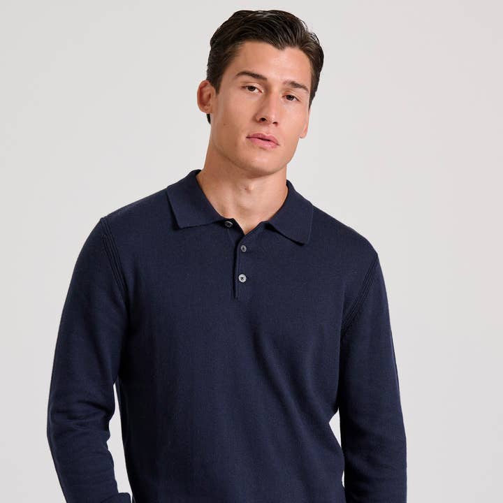 Men's knitted cashmere blend polo shirt for wholesale by Funky Buddha