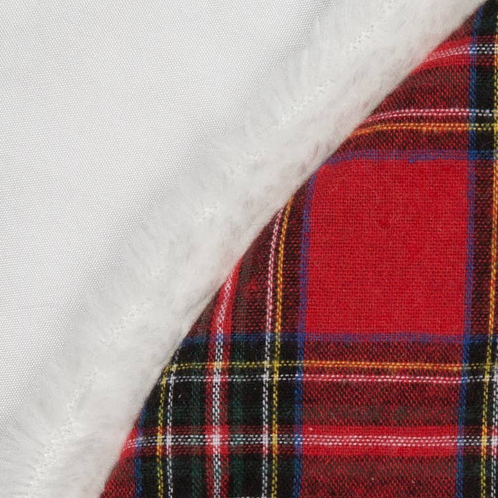 Xia Home Fashions & Manor Luxe – wholesale Julgransmatta – Klassisk jul check Mini Treeskirt W fuskpäls Trim, 20"