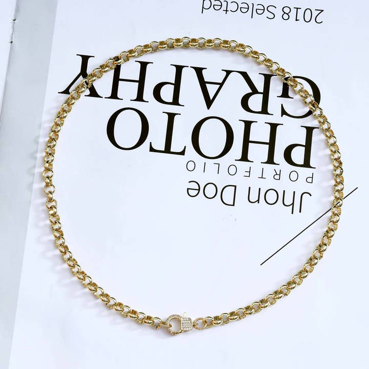 BestBeads&Beyond - Vente Collier maille et chaîne - Collier Chunky Square Rolo, sku #CL112