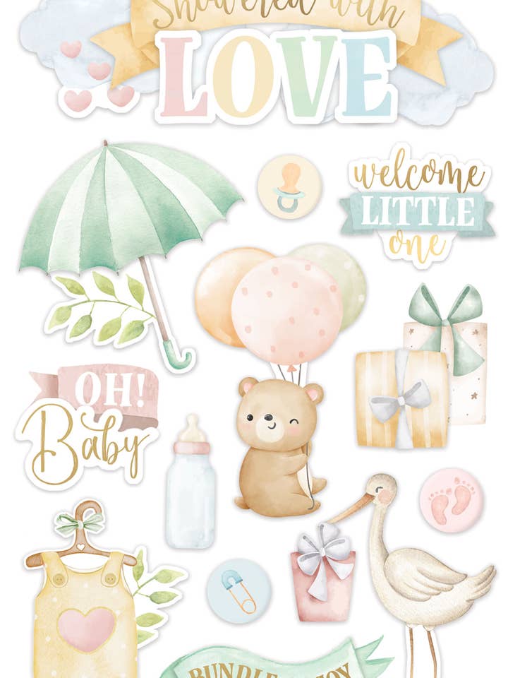 3D Scrapbook Sticker - Showered with Love for wholesale by Paper House Productions
