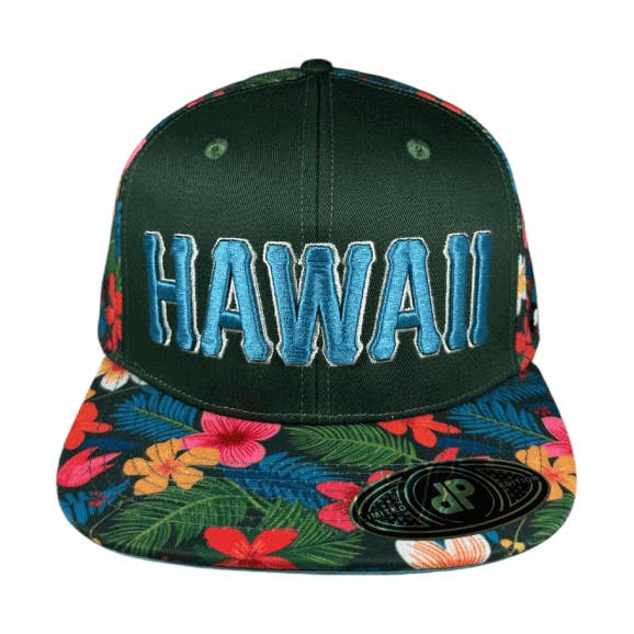 Soley Aloha - Wholesale Flat Brim Cap - Unisex - HAWAII FLORAL ANXD Adult Snapback