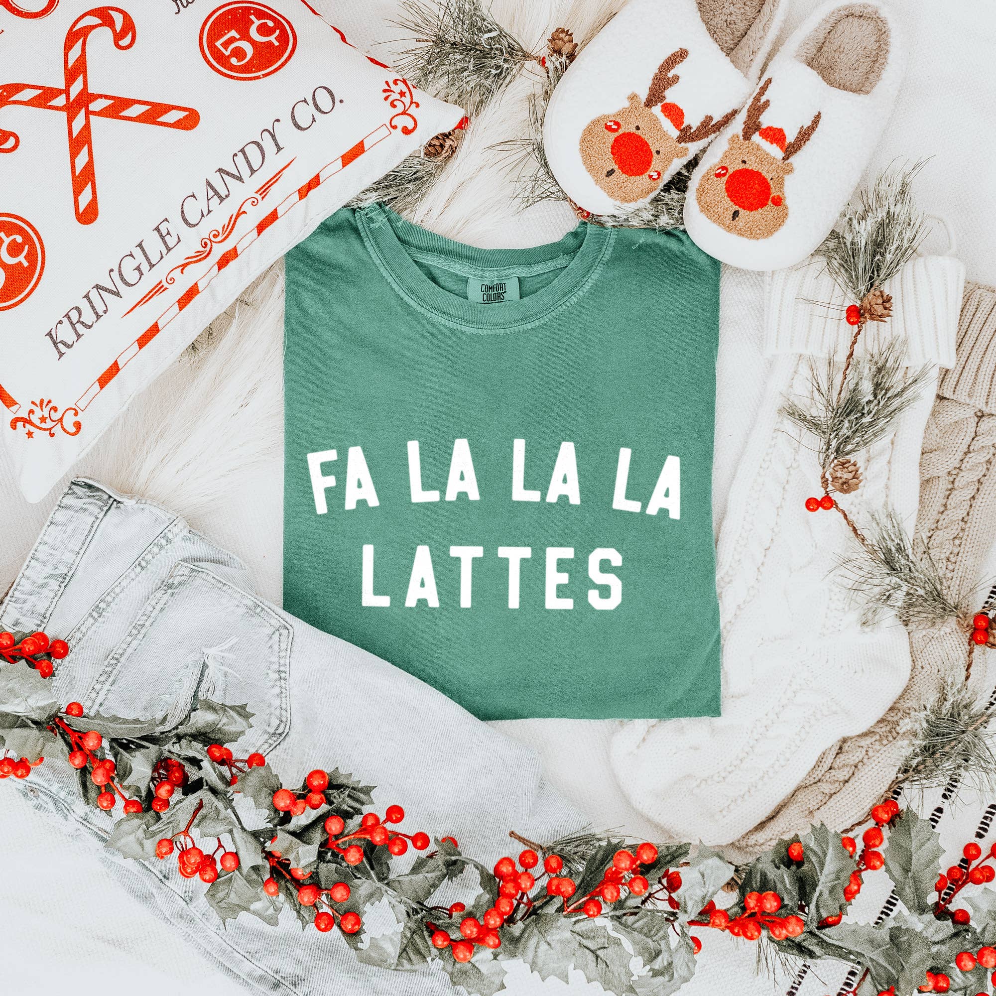 Peculiar People Designs - Wholesale T-Shirt (Graphic) - Unisex - Fa La La La Lattes Coffee Lover Christmas T-Shirt3