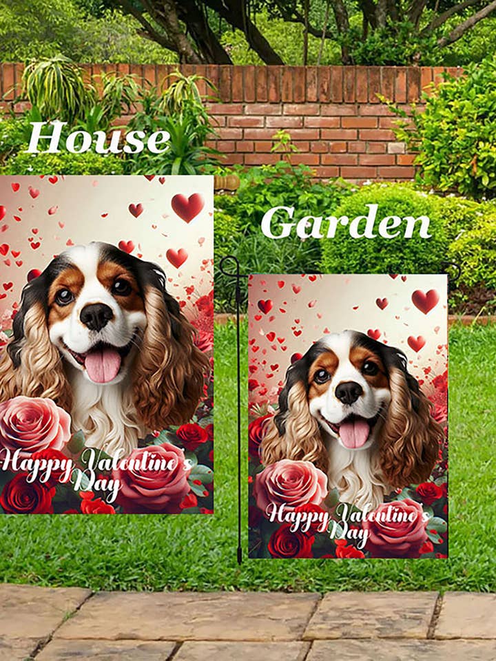Cocker Spaniel Tri - Valentine House Flag for wholesale by Best of Breed Products